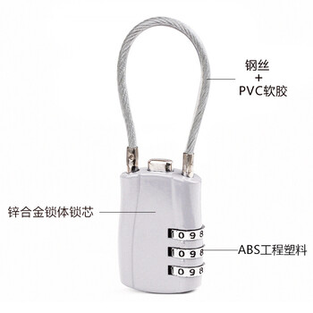 飞尔（FLYER）便携式钢丝绳密码锁 迷你钢缆挂锁 健身房柜门抽屉旅行箱包背包锁 安全防盗锁【银色】