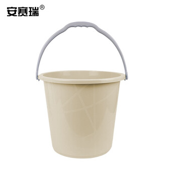 安赛瑞 塑料水桶 洗车桶 加厚手提水桶 13L 多功能清洁储水桶洗衣拖把桶 杏色 710915