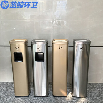 蓝鲸环卫 银色129W 户外不锈钢欧式烟蒂柱带烟灰缸垃圾桶LJHW-1027