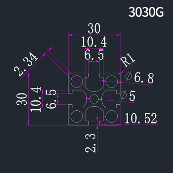 时通货架工业用 仓储配件 铝型材30系列3030G国标壁厚2.3mm 长度1m