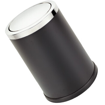 南 GPX-205A 小号圆形翻盖垃圾桶 黑色 果皮桶  商用酒店宾馆客房不锈钢垃圾桶