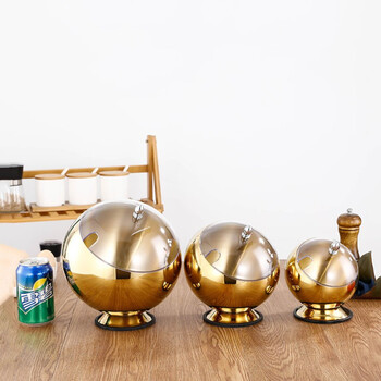 庄太太 14cm无底座 不锈钢桌面垃圾桶餐桌斜口碗KTV烟灰缸ZTT-9020