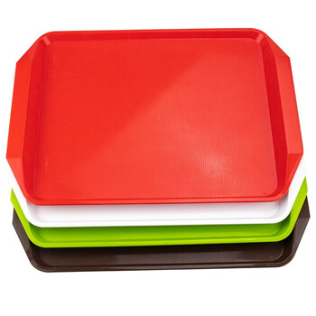 海斯迪克 HK-5174 塑料加厚托盘 酒店PP塑料长方形托盘食堂水果盘 43*30cm红色