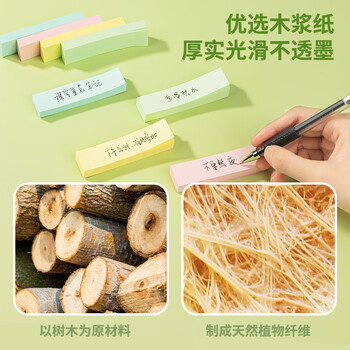 得力（deli）12本4色分条便利贴 76*19mm 便签纸/ 记事贴/ 自粘留言本P66307