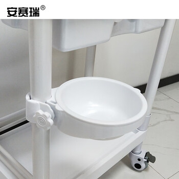 安赛瑞 全塑收纳车 实验室可移动落地置物架收纳小推车治疗车换药车器械仪器台车 三层单抽 600816