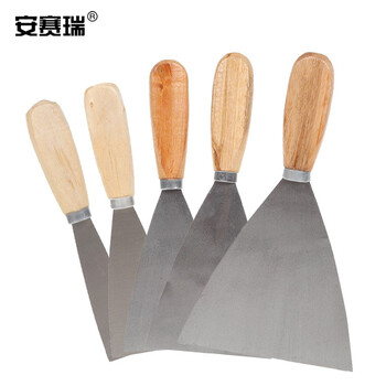 安赛瑞 木柄油灰刀（12把装）清洁刀刮刀铲刀腻子刀 刮灰刀抹泥刀清洁小铲子4寸 24433