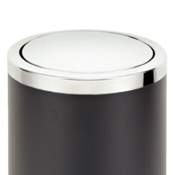 南 GPX-205A 小号圆形翻盖垃圾桶 黑色 果皮桶  商用酒店宾馆客房不锈钢垃圾桶