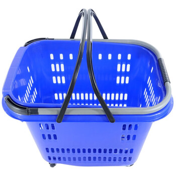冰禹 BYlj-269 手提购物篮 多功能周转筐 超市拉杆带轮菜篮 蓝色特大号