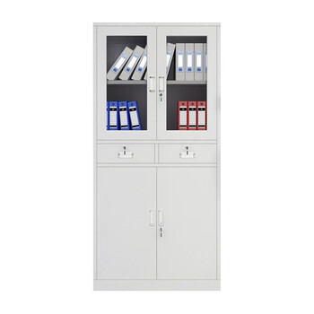 链工 钢制铁皮柜文件柜资料柜带锁档案柜储物柜财务室票据凭证柜中二斗器械（加厚款）