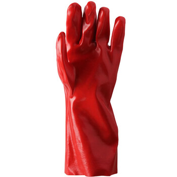 代尔塔（Deltaplus）201735 PVC7335 PVC硫化耐酸碱手套 抗化学品溶剂植棉劳保手套 定做 红色 10码 12副