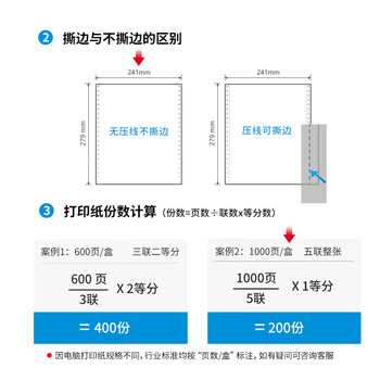 得力（deli）塞纳河系列打印纸 复印纸 可撕边打印纸 1000页/盒 五联【白色不撕边】