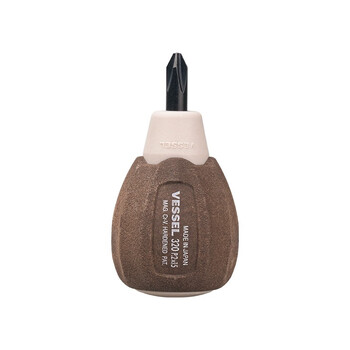 VESSEL威威进口防油木粉短粗柄十字螺丝刀 No.320带磁改锥防滑起子PH2X15mm