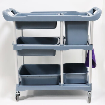 海斯迪克 HK-7017 酒店收碗车 餐盘碗碟酒水收集车 可拆装加大手推收餐车 三层清洁车