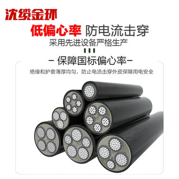 沈缆金环 ZR-YJLV-0.6/1KV-3*70+1*35mm² 国标铝芯阻燃电力电缆 1米
