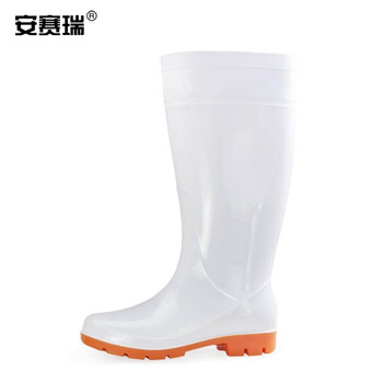 安赛瑞 白色卫生靴 PVC三防高筒雨鞋 厨房水产加工厂 安防用品 41码 13822