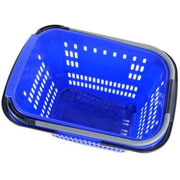 冰禹 BYlj-269 手提购物篮 多功能周转筐 超市拉杆带轮菜篮 蓝色特大号