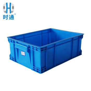时通塑料箱周转箱收纳盒零件盒元件加厚汽配箱物流箱养龟养鱼箱380-2厚蓝色420*310*150