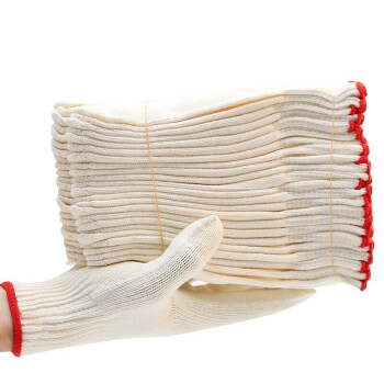 者也（ZYE）棉线手套 加厚加密尼龙手套耐磨防滑劳保手套 一等米黄棉加丝GYZ600(很耐磨指缝无线头)60双