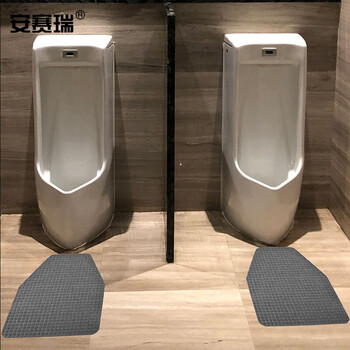 安赛瑞 小便池地垫 办公商场酒店吸水防滑尿斗垫公共卫生间脚垫 宽40cm长50cm方钻浅灰六边形 26808