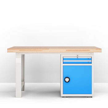 建功立业工作台GY4056操作台工具桌单桌二抽一门柜1.8米榉木台面