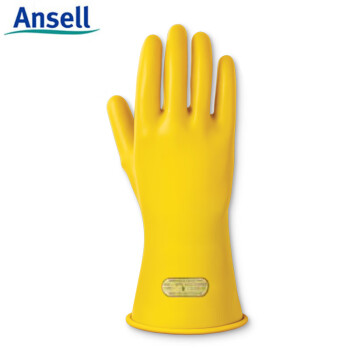 ANSELL安思尔 51-283 乳胶绝缘手套 卷边袖口 电工电路检修 黄色 8码 1双