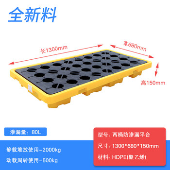 冰禹 防渗漏托盘卡板 油桶机油化学盛漏接油盘防渗漏平台 1300*680*150mm BY-3042
