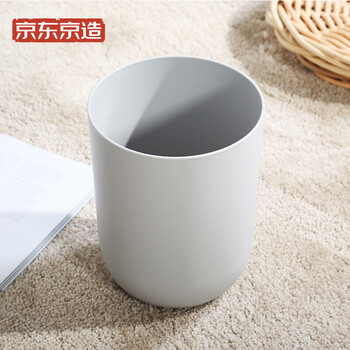 京东京造 家用垃圾桶 简约素色/客厅卧室厨房卫生间/易擦洗大号浅灰