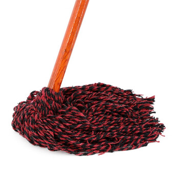 康丽雅 K-0040 老式木柄圆头拖把 物业保洁吸水棉线墩布尘推 红棉线