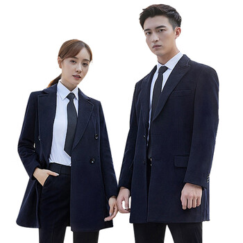 强盛伟业(QSWY)各号 职业装大衣 商务呢子大衣工作服外套 定制 藏青 S-5XL