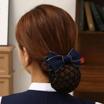 益美得 头花 金边2节黑 发饰职业酒店饭店银行空姐工作盘发网 FW2275