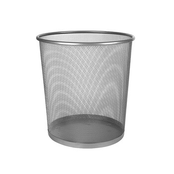 庄太太【银色中号】铁艺纸篓办公室镂空黑色铁丝网无盖垃圾桶