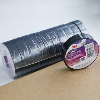 3M 1600# 黑色 电工胶带 电气绝缘胶带 无铅耐磨防潮耐酸碱18mm*20m 10卷