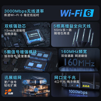 Tenda腾达路由器AX3000满血WiFi6【千兆穿墙王】信号增强无线3000M速率5G双频家用Mesh放大器AX12Pro