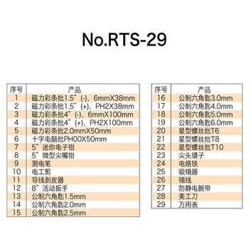 罗宾汉（RUBICON）RTS-29多用途电工电子工具套装 29件组合包 手动工具