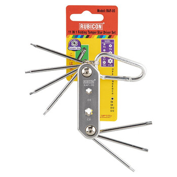 罗宾汉（RUBICON）RAF-05 星型梅花带孔螺丝刀 套筒扳手(11合1)套装折合式星批(有孔)T5～T15