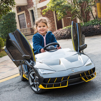  智乐堡兰博基尼儿童电动汽车可坐人宝宝遥控四轮玩具车童车四驱尊贵灰