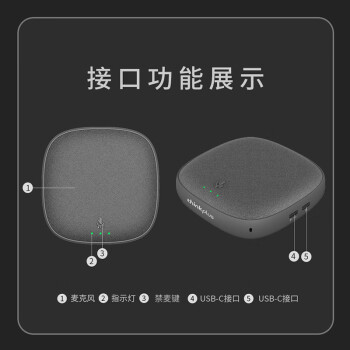 联想thinkplus音视频会议全向麦克风只收音USB免驱直播教育(串联扩展麦5米拾音-不带喇叭)MK-MC300+