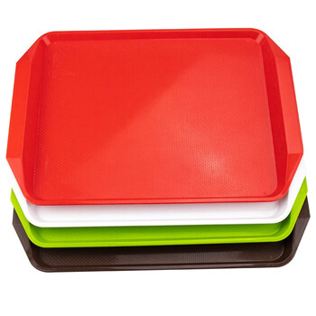 海斯迪克 HK-5174 塑料加厚托盘 酒店PP塑料食堂水果盘 43*30cm 绿色（10个）