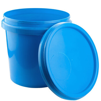 冰禹 BY-7519 塑料圆形桶 小桶水桶密封桶 涂料桶乳胶漆包装桶带提手 10L蓝色