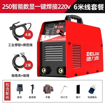 德力西电焊机250小型便携式单电压220V工业焊机全套接好加粗6米线【250智能数显一键焊接220】