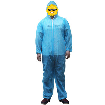 安美尚（ams）一次性无纺布防尘连体防护服 无尘车间食品加工养殖场 T定做 蓝色 XXXL码 1件