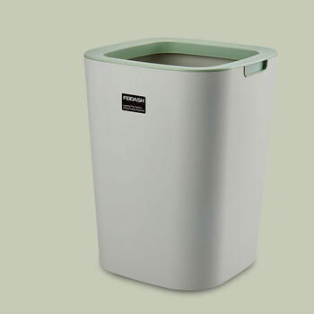 庄太太【浅绿色8L】北欧方形垃圾桶无盖客厅厨房大号带压圈简约现代卧室创意纸篓