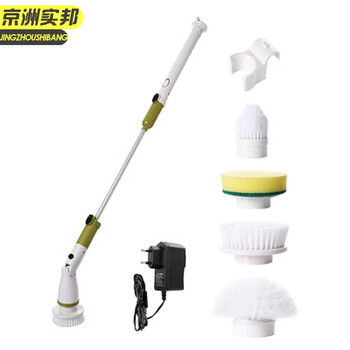 京洲实邦【电动刷套装升级款-灰色带4个刷头】电动清洁刷墙瓷砖地砖长柄硬毛多功能地刷JZSB-9793B
