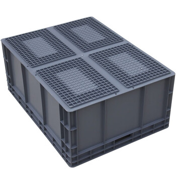 冰禹 BY-1193 EU箱加厚塑料物流箱 欧标汽配周转箱 收纳整理储物箱零件盒 800*600*330灰