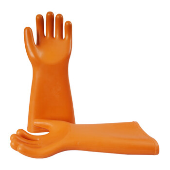 征安ZA007 35KV高压带电作业绝缘手套电力橡胶防电耐高压电网涉电手套 五指手型 定制