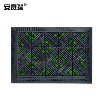 安赛瑞 室外镂空除尘地垫 EVA拼接除尘地垫 拼接式刮泥防滑脚垫 三刷灰底两绿中灰 75×105×2.5cm 23365