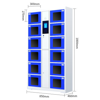 尚留鑫 电子存包柜透视窗款智能寄存柜超市储物柜手机自助存放柜 12门人脸识别型