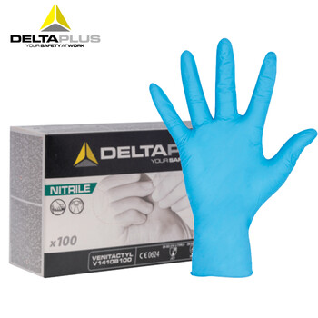 代尔塔（Deltaplus）V1410B一次性丁腈手套无粉指麻食品实验室防护手套100只/盒L码