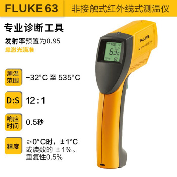 福禄克FLUKE F63非接触式测温仪高精度红外测温仪温度计测温枪