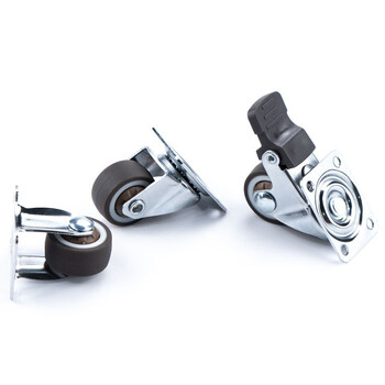 海斯迪克 HKCL-395 轻音家具轮 橡胶平底脚轮 花架轮电器轮 旋转小轮子 1寸平底刹车